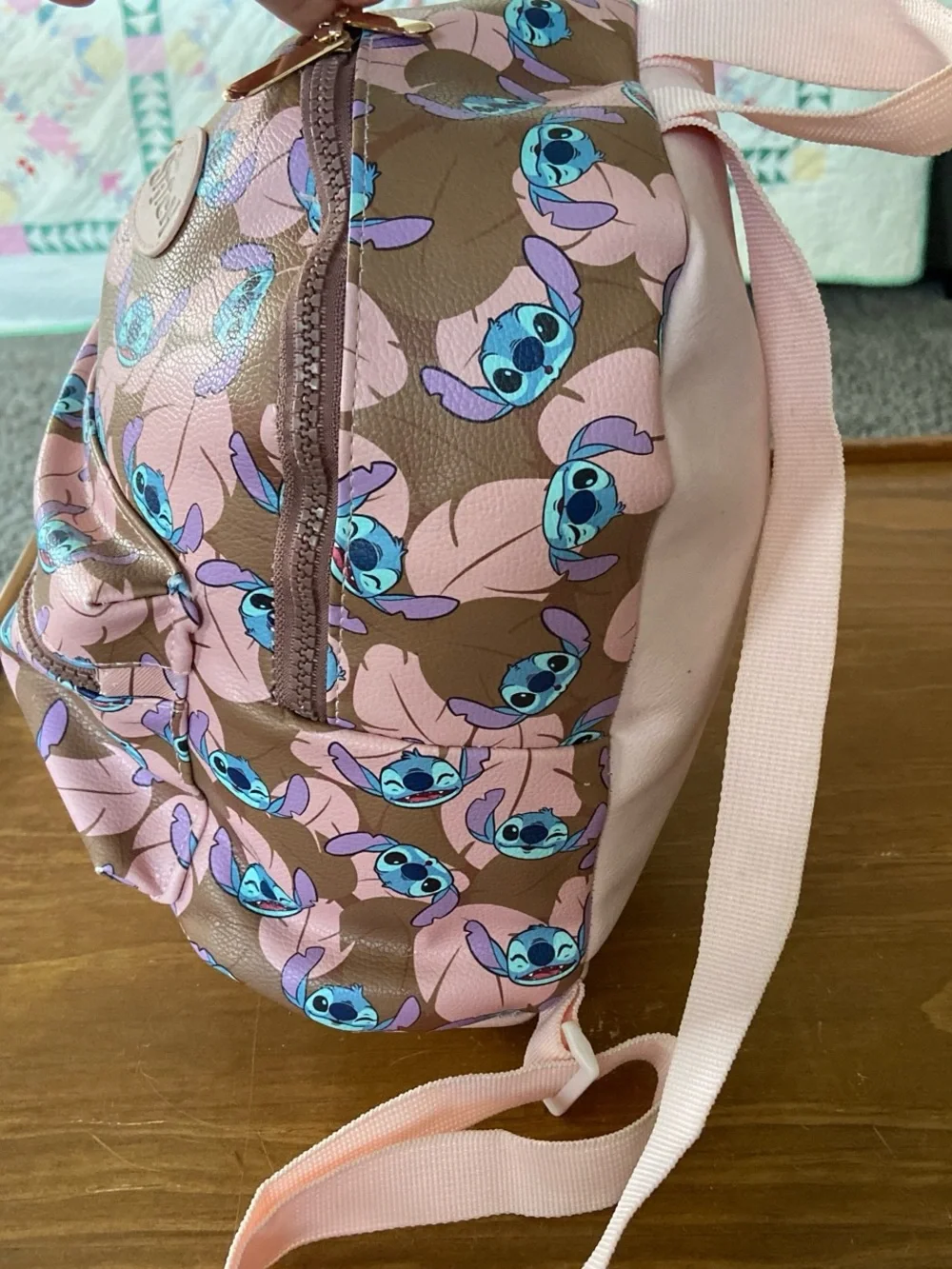 Disney Pink and Brown Stitch Mini Backpack